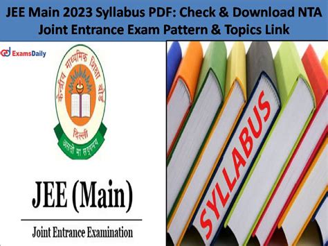 jee main 2023 syllabus pdf download